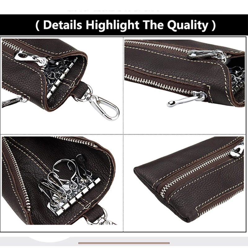 Taille hängen Leder Schlüssel etui Retro Männer Business Multifunktion sreiß verschluss Auto Schlüssel halter Organizer Tasche Münze Geldbörsen Schlüssel bund Brieftasche