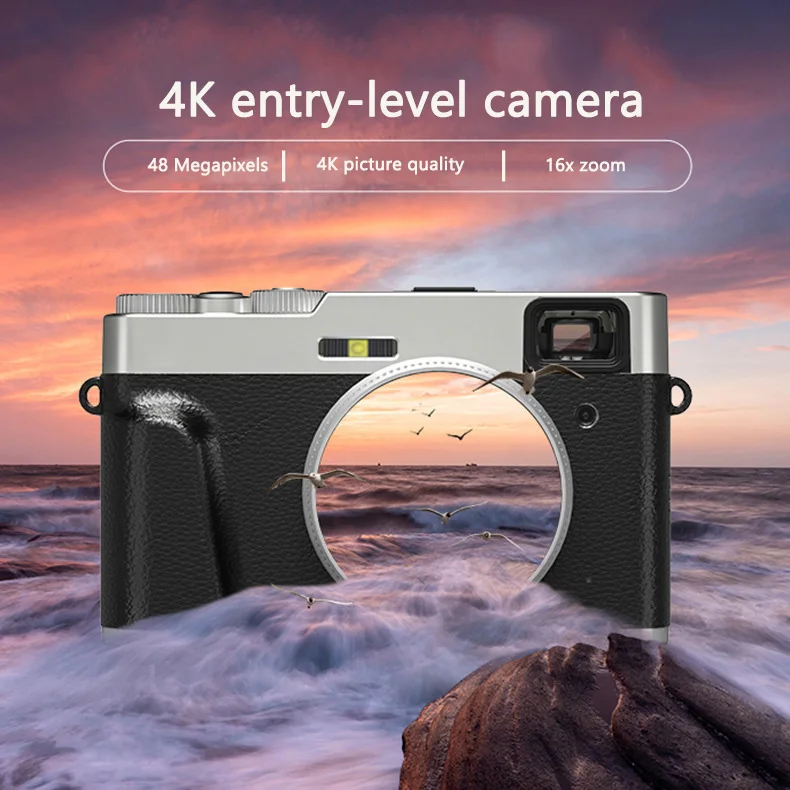 Camera | Mirrorless, 4K Auto Focus 48MP, Suitable for YouTube and Video Shooting, Anti-Shake Camera with Viewfinder Flash