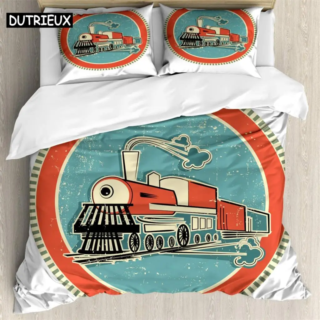 

Train in driving 3Pcs Bedding Sets 3D Digital Printing Custom Quilt Duvet Cover Set Home Queen King Quilt Pillowcase