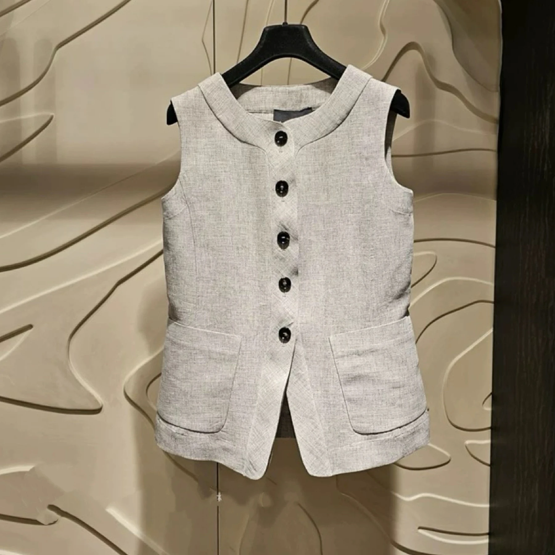 طقم سترة وتنورة طويلة من الكتان عالي الخصر من Faionable مجموعة كورية واحدة LNVN 2025 تنورة نسائية صيفية من Ele