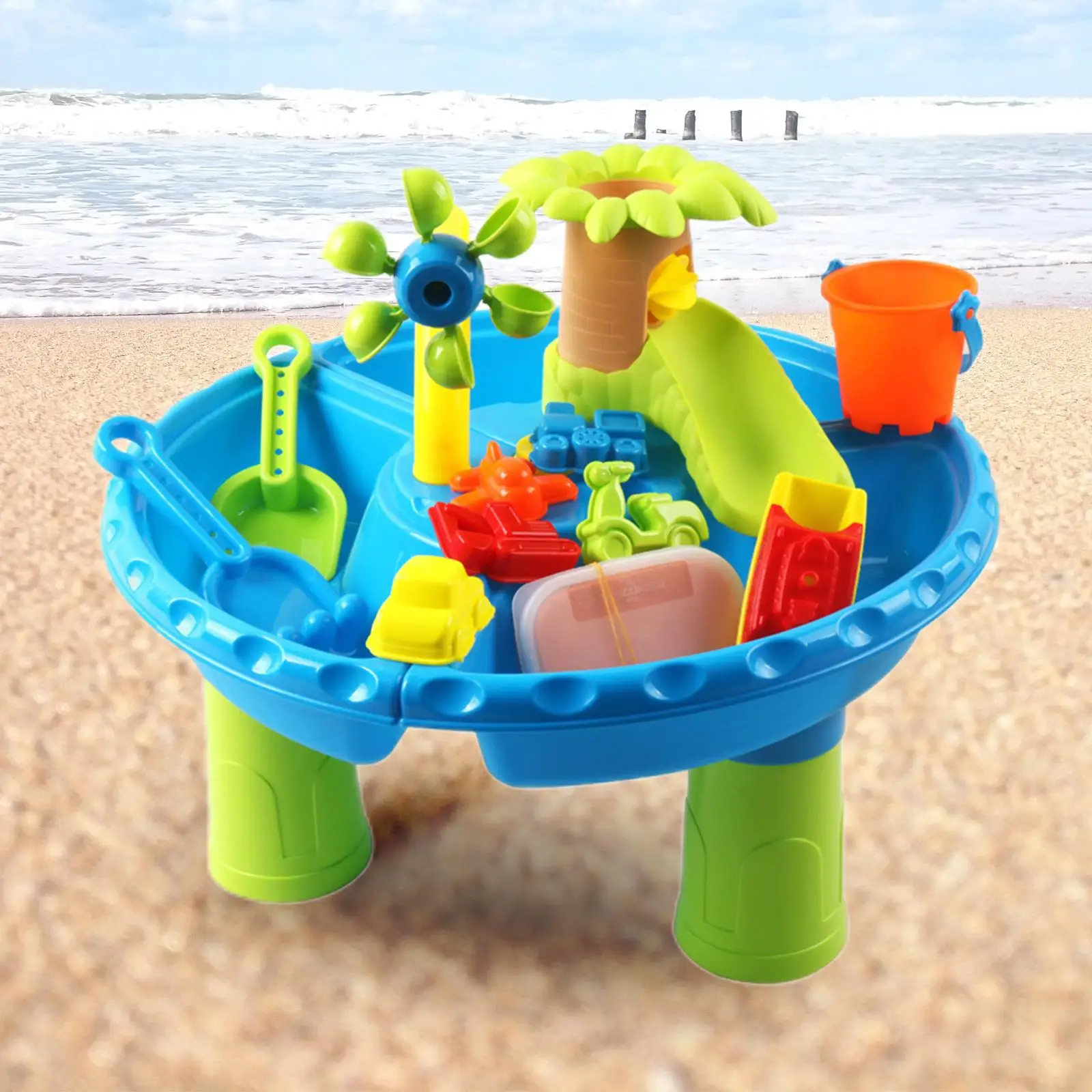 22pc 43cm Kids Sand Water Activity Play Table Fun Outdoor Sandpit Toys Set