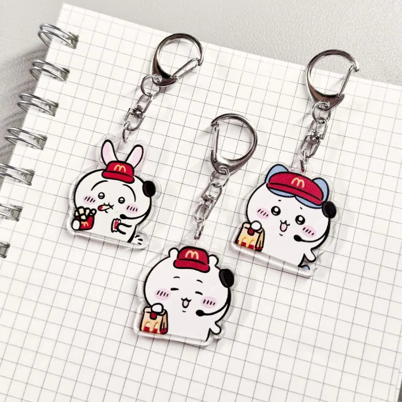 Delivery Person Hachiware Usagi - Acrylic Small Portable Keychain Small Pendant Cartoonish Cute Style Pendant.