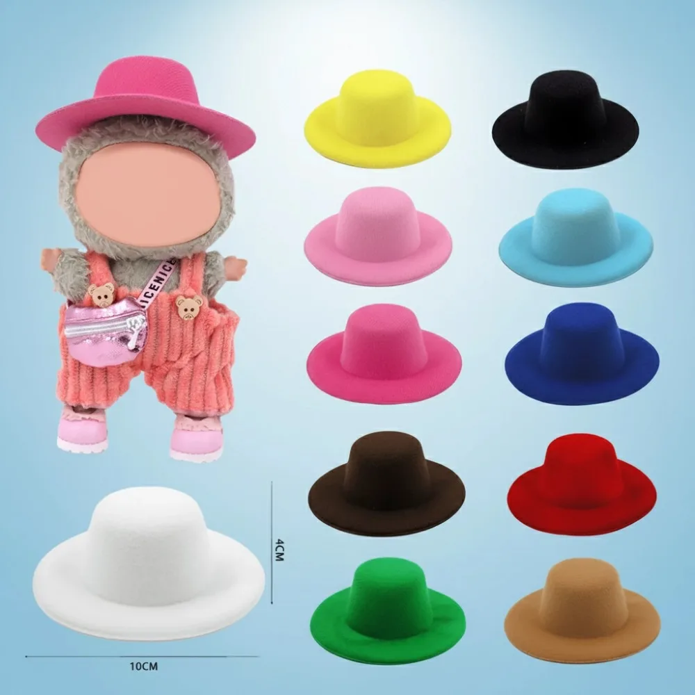 For Labubu Doll Clothes Accessories Flat-Top Hat Formal Hat 15-17Cm Pop Plush Doll Hat Idol Star Dolls Accessories Birthday Gift