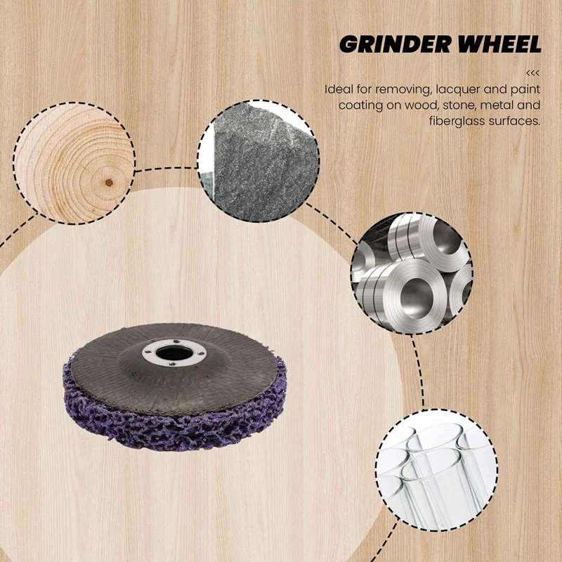 ポーク耐久性ポリストリップディスクホイール、木材、金属、塗装、錆除去、洗浄、研磨工具、アングルグラインダー、100x16mm、5個