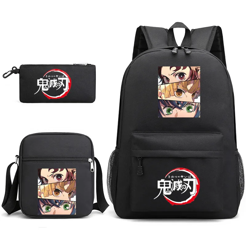 Demon Slayer Anime 3 pezzi/set zaino Nezuko borsa a tracolla per scuola per studenti bambini zaino da viaggio carino regali di compleanno per bambini
