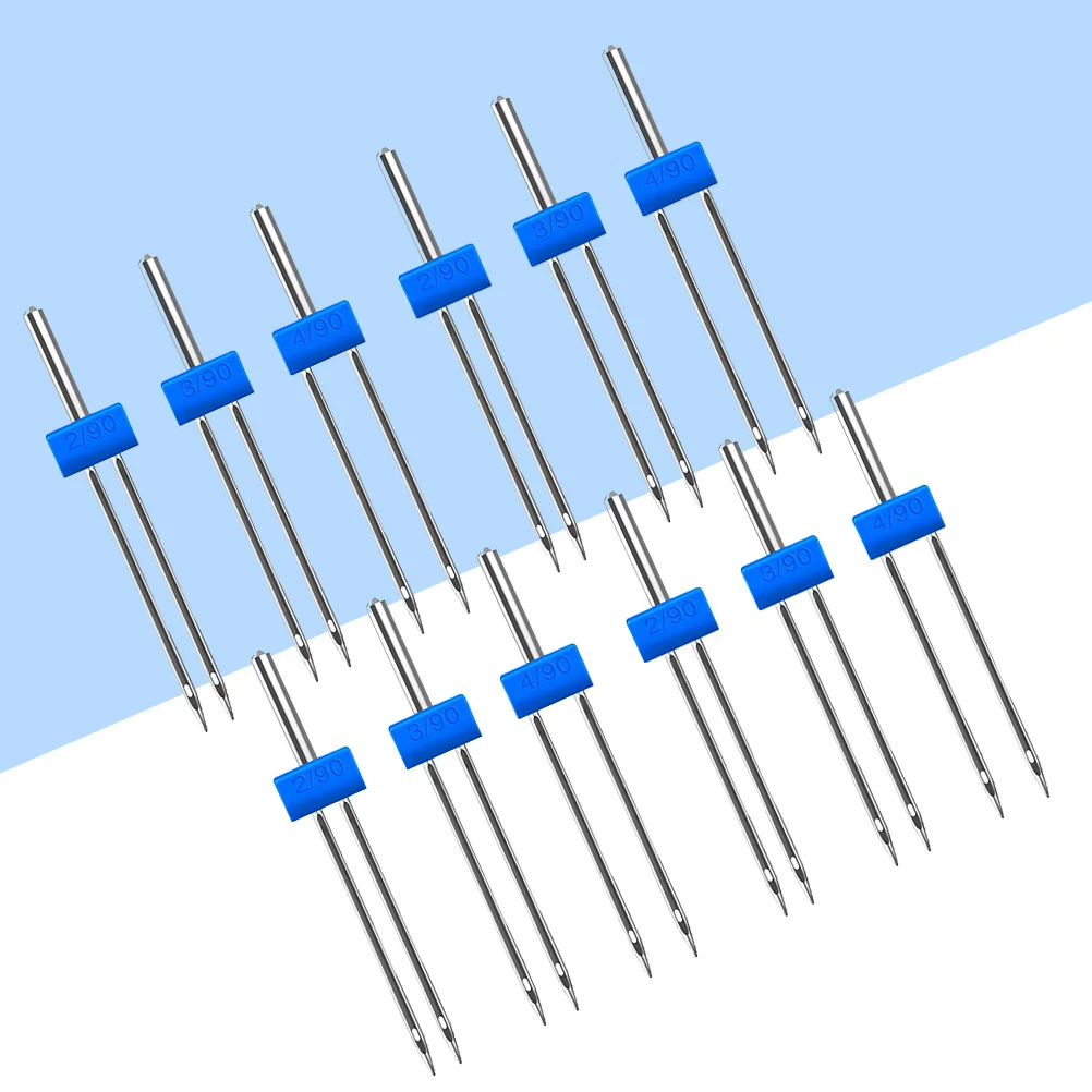 1 قطعة ماكينة خياطة التوأم الإبر مجموعة 2.0/90 3.0/90 4.0/90 الفضة دائم معدن البلاستيك مستقيم غرزة خطوط الزخرفية