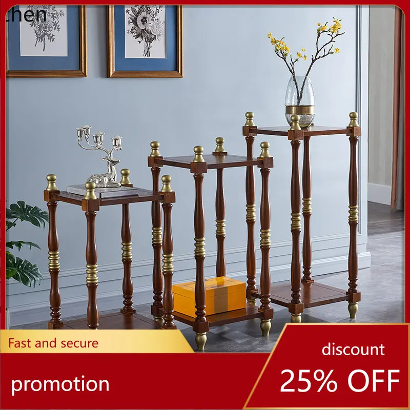 

HT Solid Wood Flower Stand Flower Pot Stand Storage Rack Lamp Table Simple Balcony Green Plant Stand Flower Table