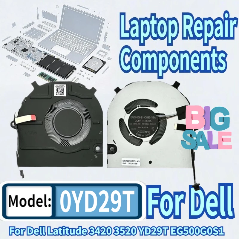 

Laptop CPU Cooling Fan Cooler for Dell Latitude 3420 3520 0YD29T YD29T EG500G0S1 CH80 Radiator