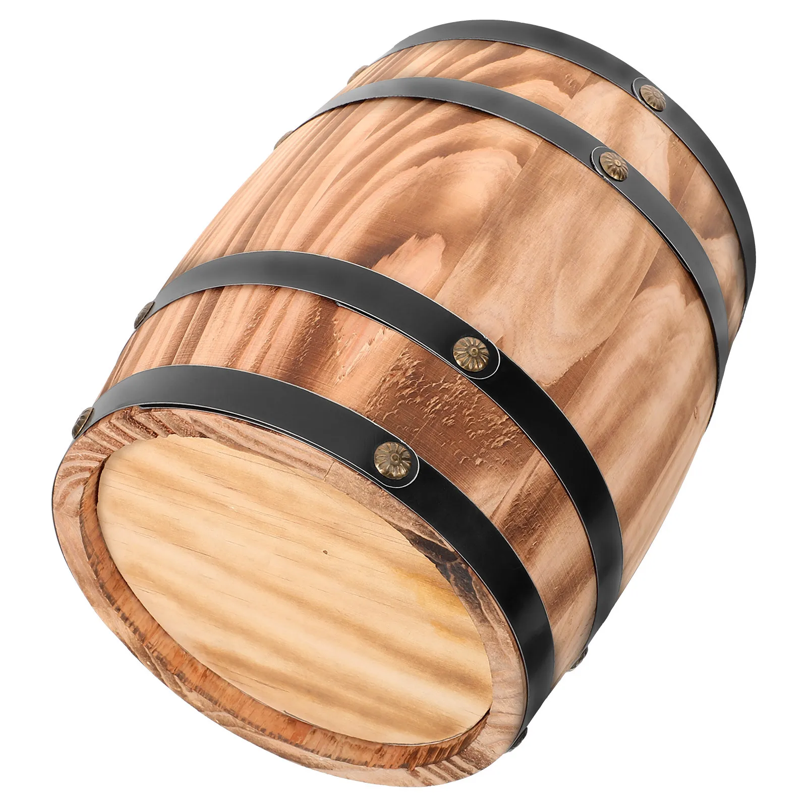 

Rustic Wood Wine Barrel Decor 20x16CM Oak Barrel Ornaments Handmade Natural Bar Kitchen Garden Yard Landscaping Prop