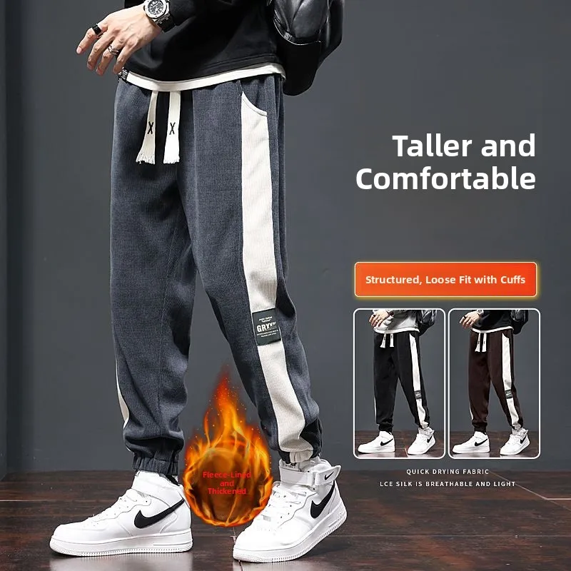 

Вельветовые брюки для отдыха, мужская свободная рабочая одежда с манжетами, зимние спортивные штаны на подкладке Fce SNidel, осенне-зимние спортивные штаны