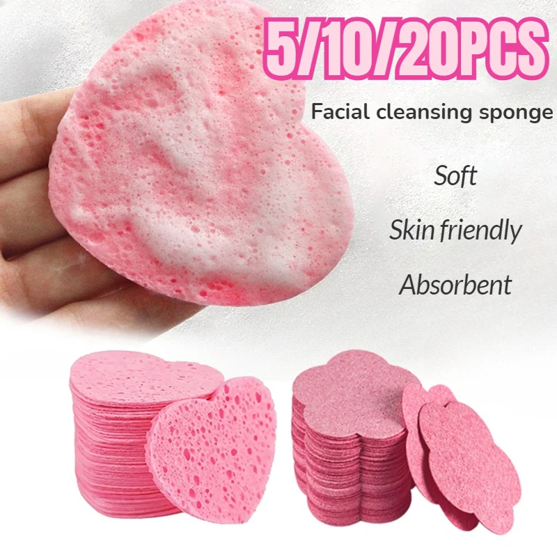 5/10/20PCS Facial Cleansing Sponge Exfoliating Mask SPA Massage Makeup Removal Compressed Cleaning Puff Natural Fiber Reusable