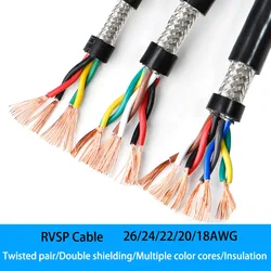 Cable blindado de par trenzado RVSP de 2 metros 26/24/22/20/18AWG 2/4/6/8 núcleos Cable de Control de señal RS485 Cable de Audio de alambre de cobre estañado