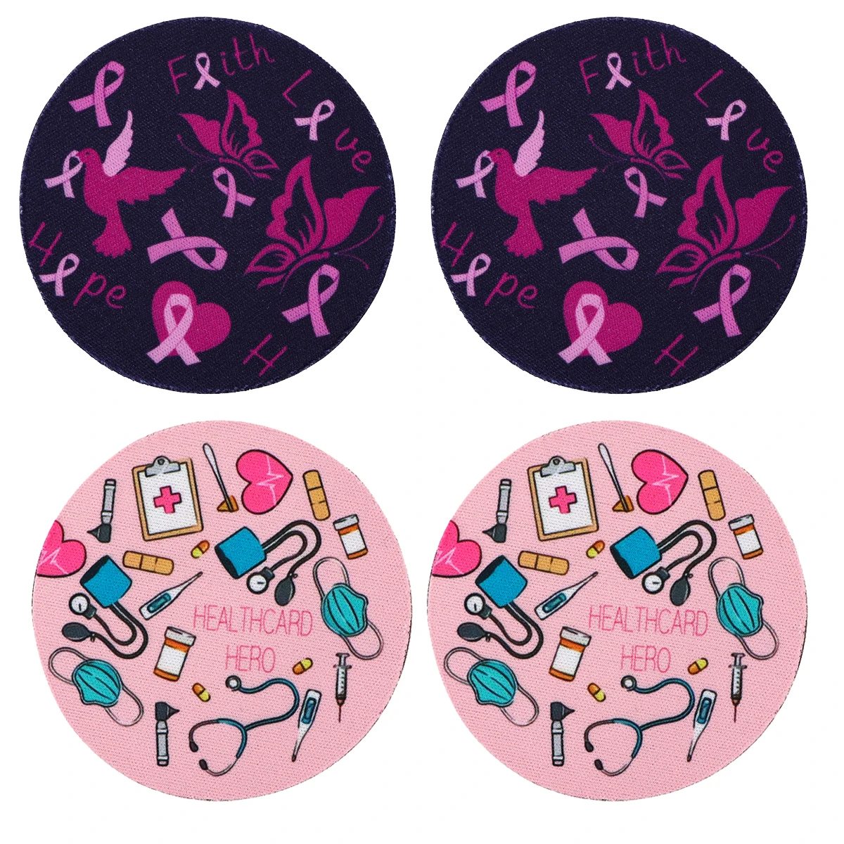 2pcs Breast Cancer Doctor Car Coaster Water Cup Groove Pad Anti-Slip Durable Universal Coasters Car Interior Accessories