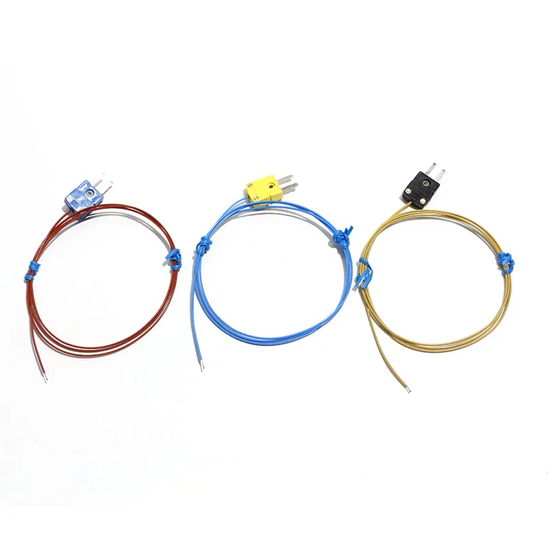 1PC K/J/T-Type Thermocouple Temperature Sensor Exposed-Tip Solder Joint Probe 0.5M/1M/1.5M/2M/3M/4M/5M Length Options With Plug