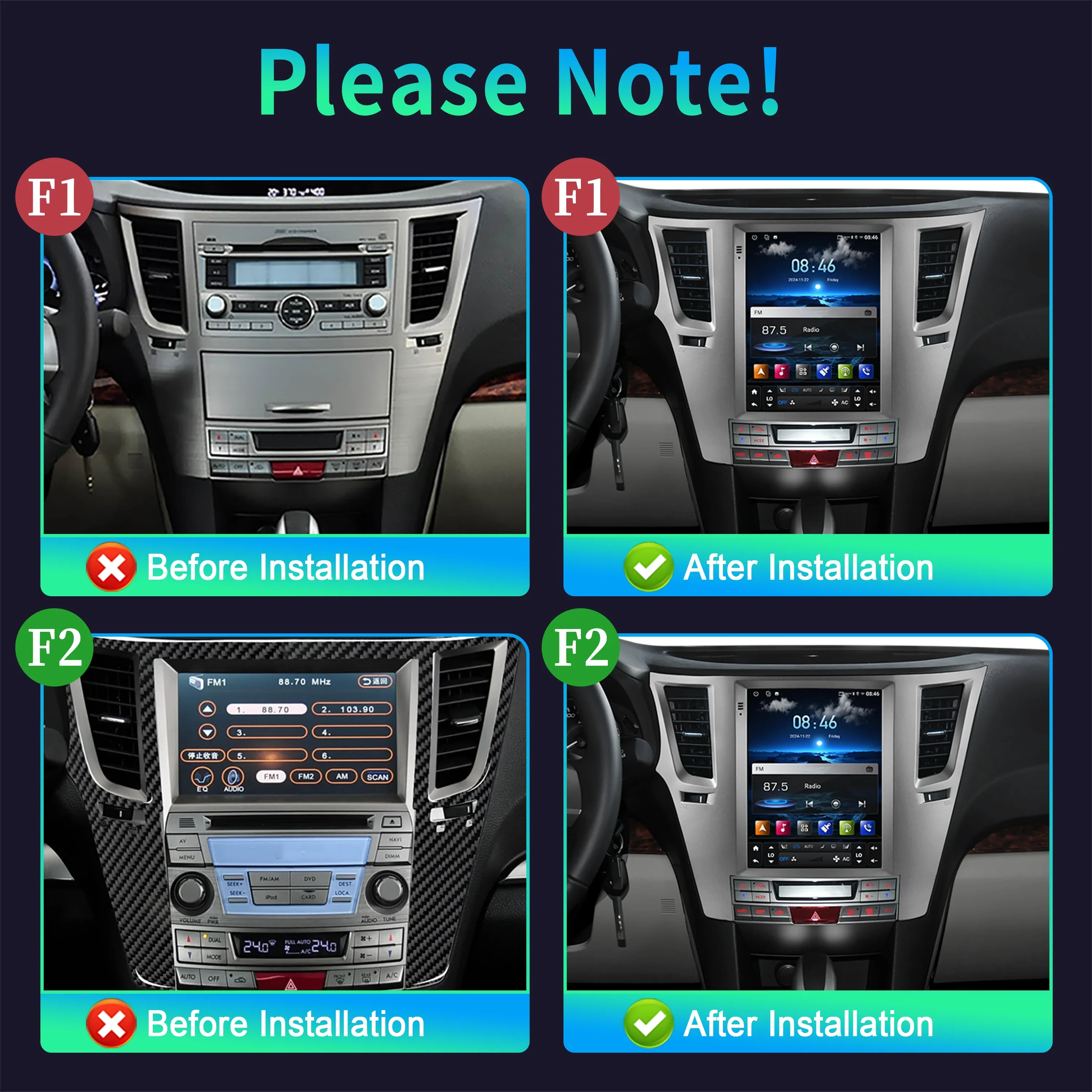 9.7inch For Subaru Outback 2009-2014 Car Radio Wireless Android  Multimedia Navigation 4G GPS Screen Head Unit Android 14