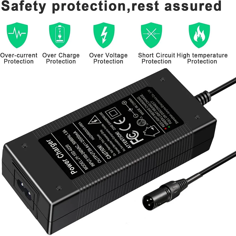 25.2V Scooter Battery Charger 25.9V 24V Output 29.4V 2A for Lightweight Foldable Electric wheelchairs (3-Pin XLR)