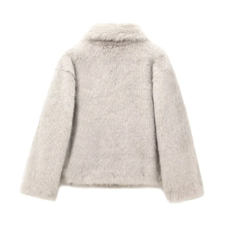 TRAF ZR Cappotto invernale Cappotti corti in pelliccia sintetica femminile Cappotti invernali donna caldi Cappotto imbottito spesso solido Parka da neve retrò americano