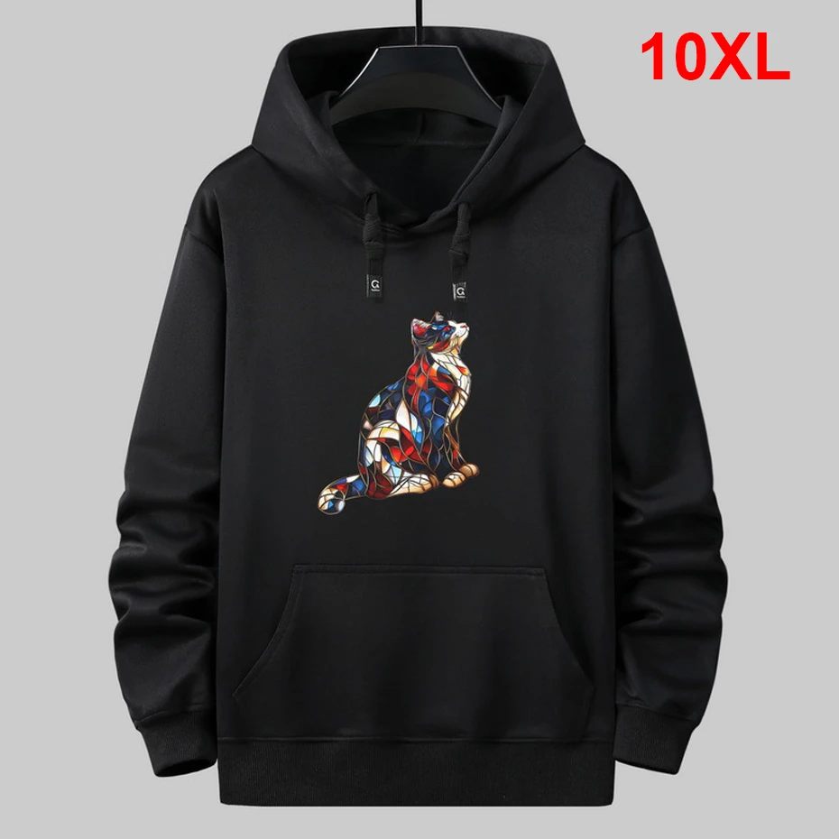 

10XL Plus Size Print Hoodie Men Spring Autumn Hoodies Fashion Casual Hooded Pullover Male Black White Hoodie Big Size 10XL