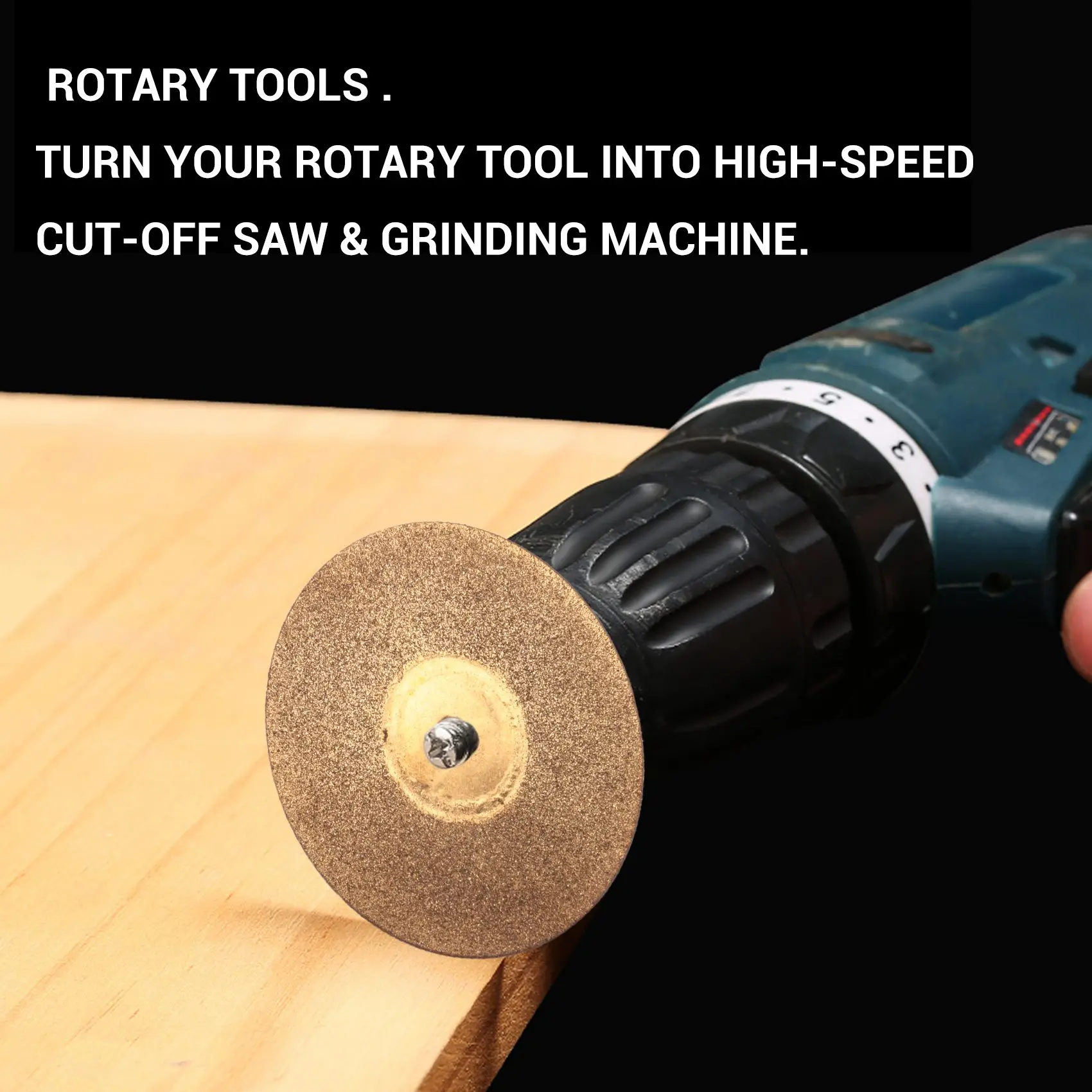 Coated Rotary Tools, Titanium-Plated Diamond Wheel 35mm With Mandrel