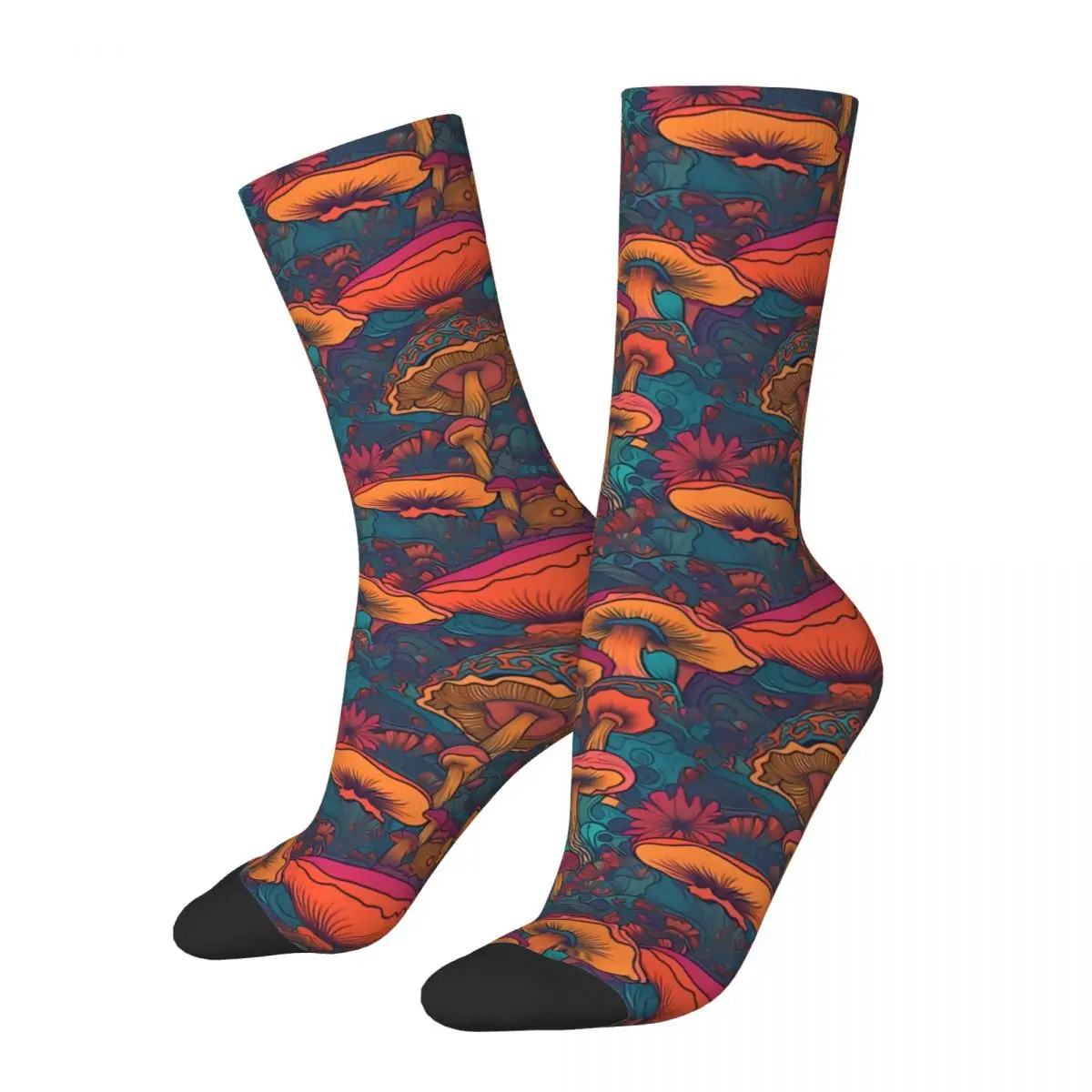 

Retro Psychedelic Men's Socks Mushroom Unisex Harajuku Seamless Printed Happy Crew Sock Gift