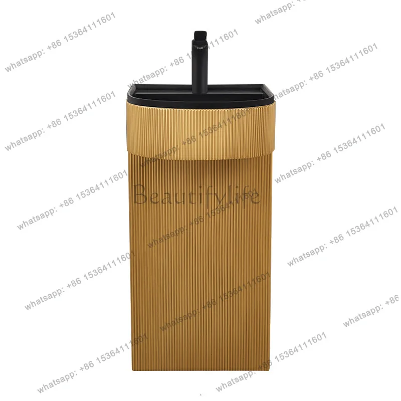 

Modern simple balcony column basin artificial stone floor-to-ceiling wash basin integrated