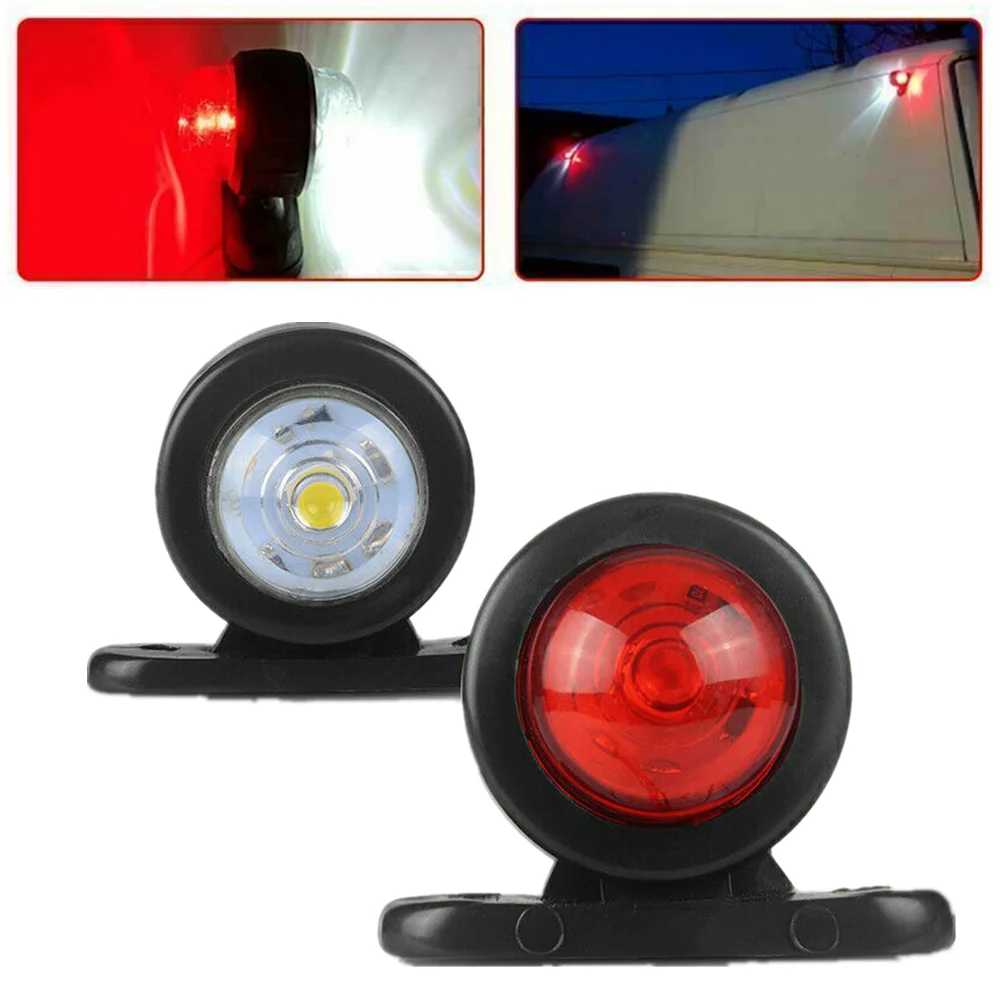 2PCS Red White LED Side Marker Position Lamp Truck  Lights Trailer Tail Lights 12V 24V Marker Indicators Light Clearance Lamps