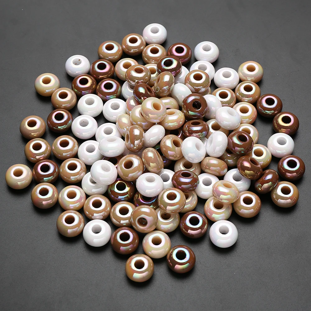 20Pcs 15mm Acrylic Jewelry Beads White Round Big Hole Spacer Loose Beads For DIY Handicrafts Necklace Bracelet Earrings Making