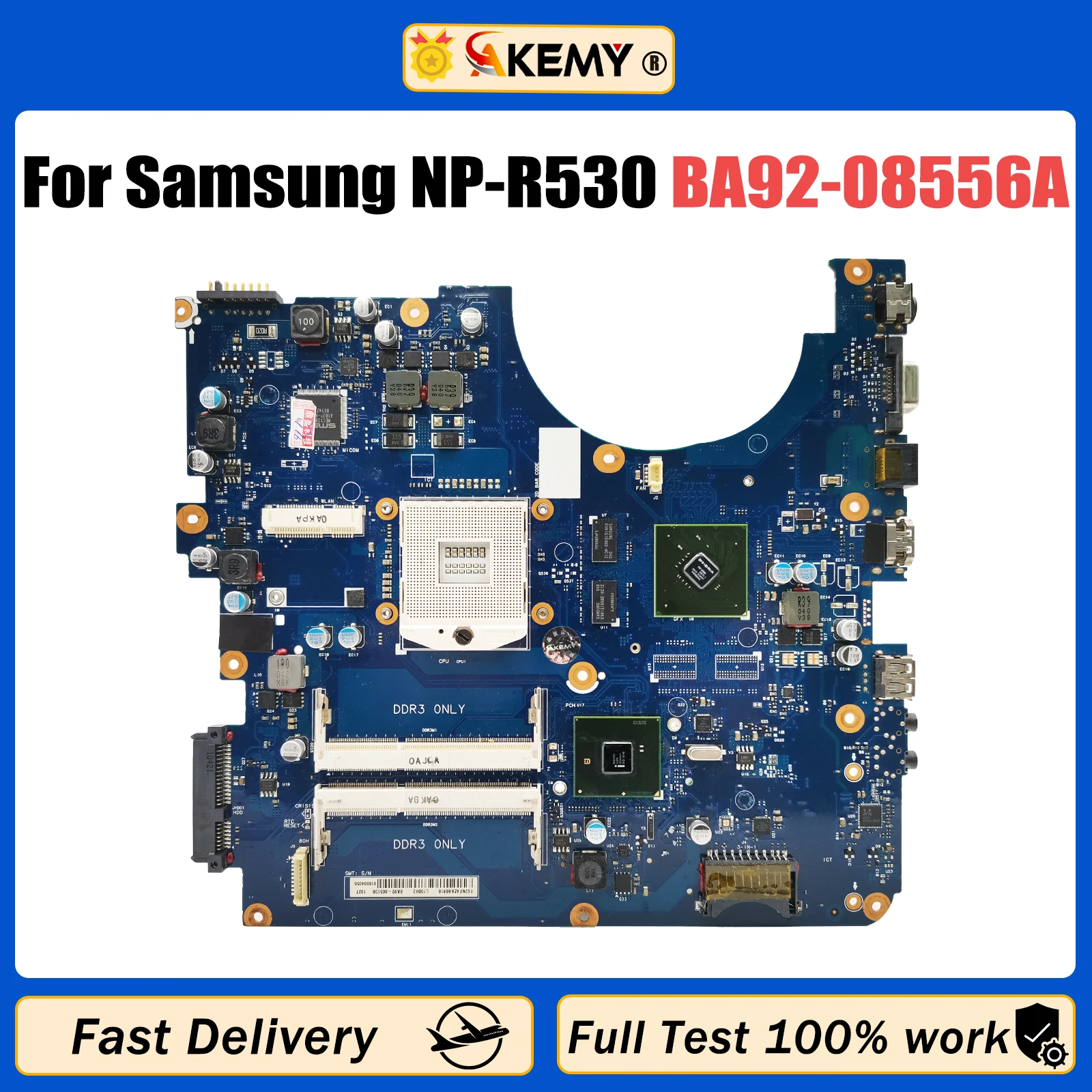 AKEMY BA92-08556A BA92-08556B BA41-01684A For Samsung RC530 NP-R530 Laptop Motherboard HM65 DDR3 GT540M 100% Tested PM