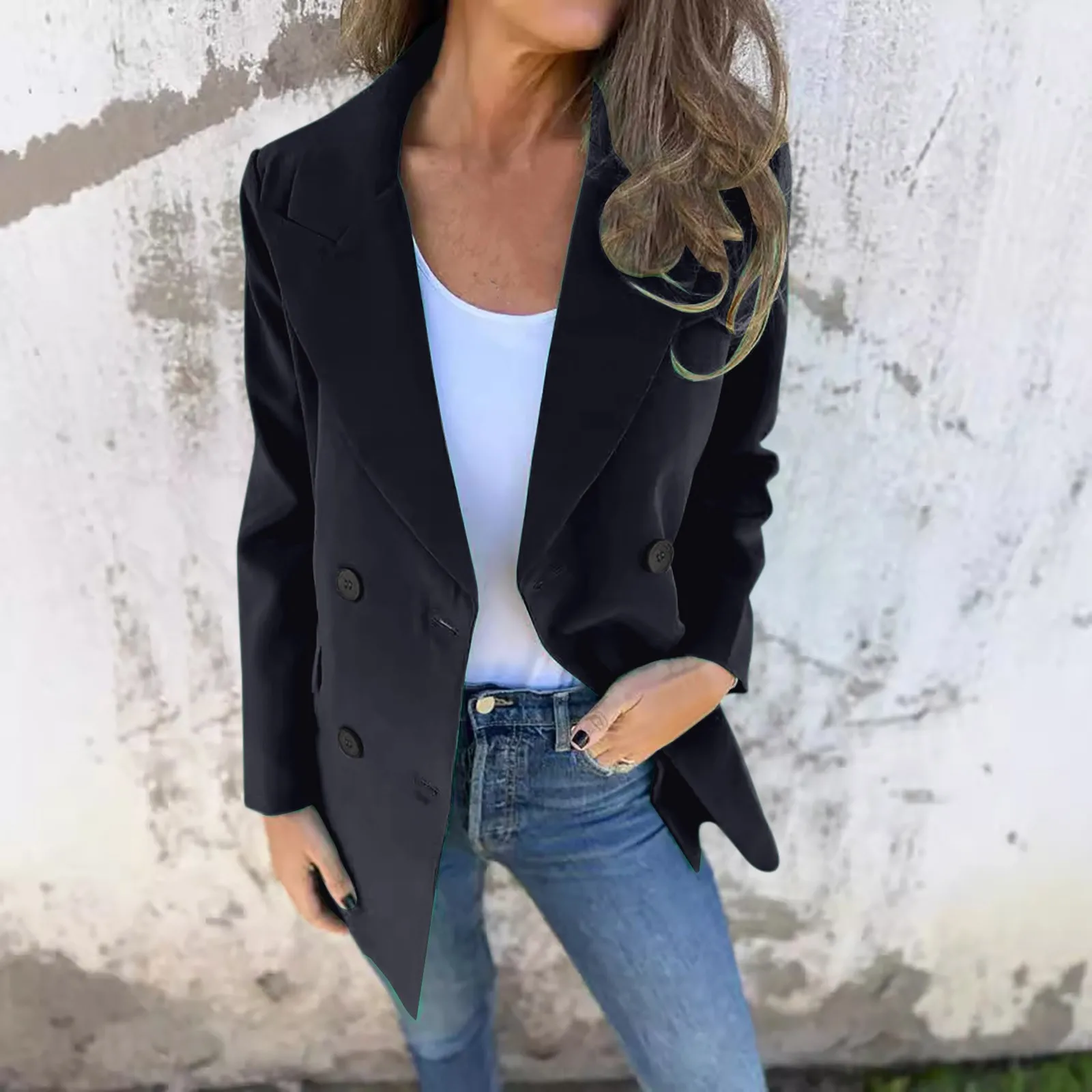 

New Solid Color Suit Jacket For Women Fall Lapel Long-Sleeved Button-Up Coat Commuter Top For Women Stylish Slim-Fit Outwear