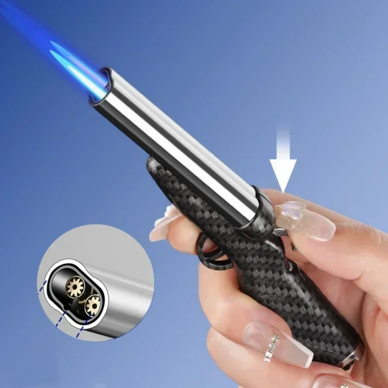 Mini Torch Lighter Double-barreled Shotgun Style Windproof Jet Flame Cigarette Lighter Butane Lighters Smoking Accessories