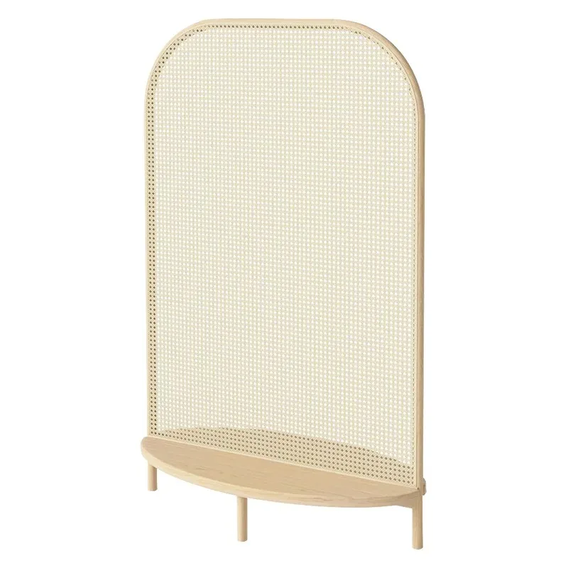 Simple folding screen partition wall retro rattan woven screen partition folding mobile bedroom occlusion screen