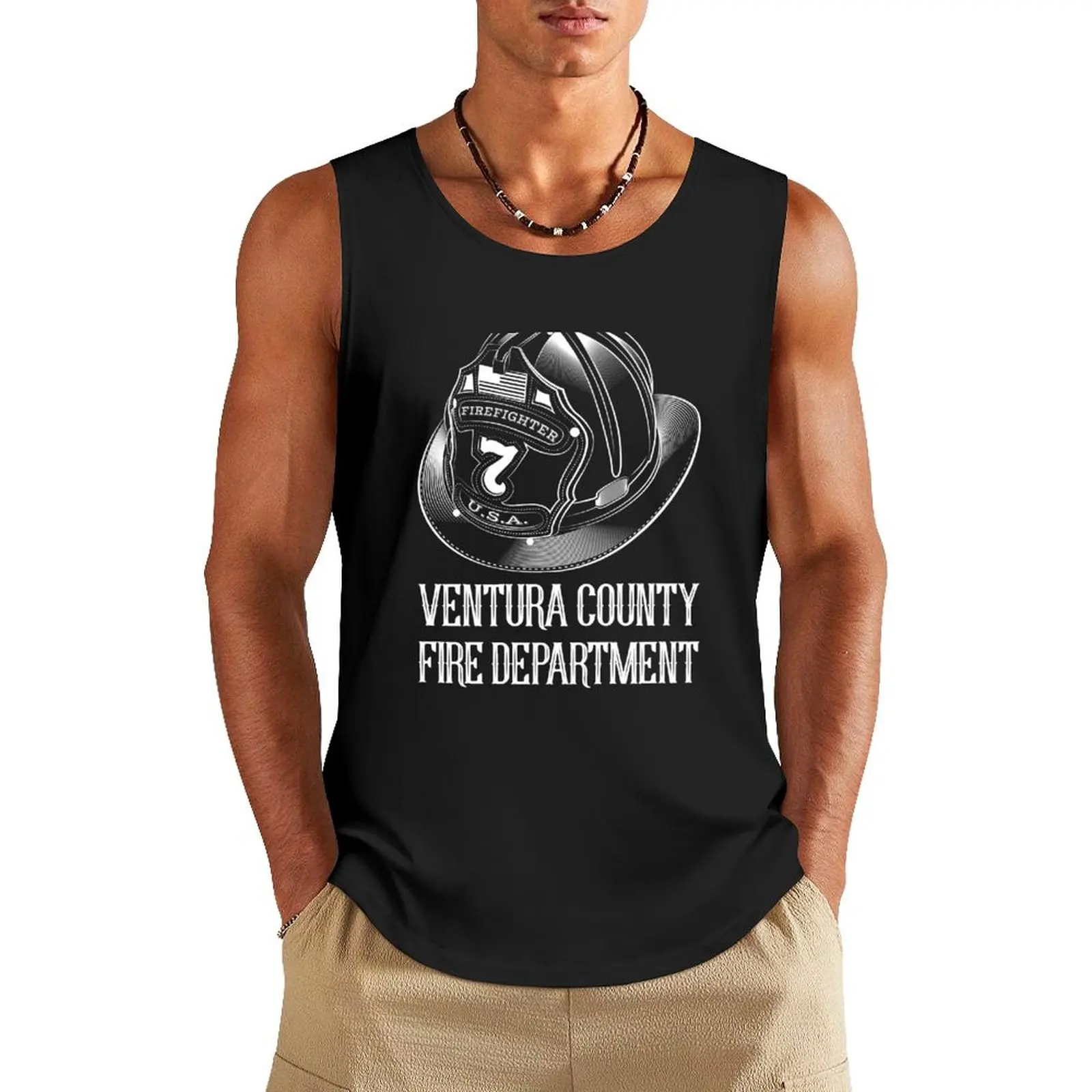 

Ventura County Fire Department Tank Top T-shirt for fitness Sleeveless T-shirt t-shirts for men