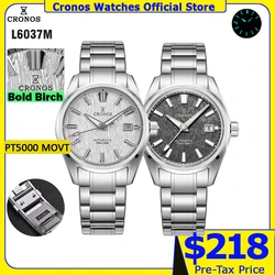 Cronos Men Watch 39mm Automatic Wristwatches White Dial Solid Links Sapphire 10 ATM L6037M