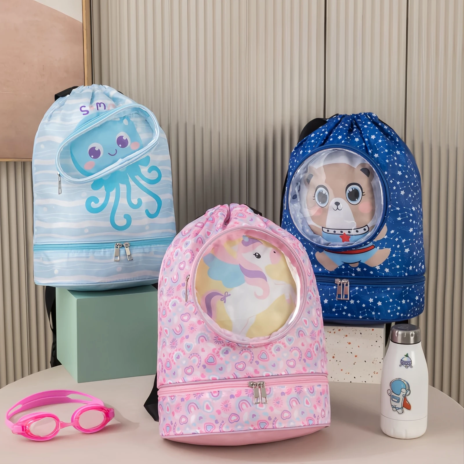 

Многозонный сухой/влажный спортивный рюкзак - большая вместительная сумка для хранения с графическим принтом и мультяшным принтом, большая вместительная уличная сумка для фитнеса - коричневая сумка