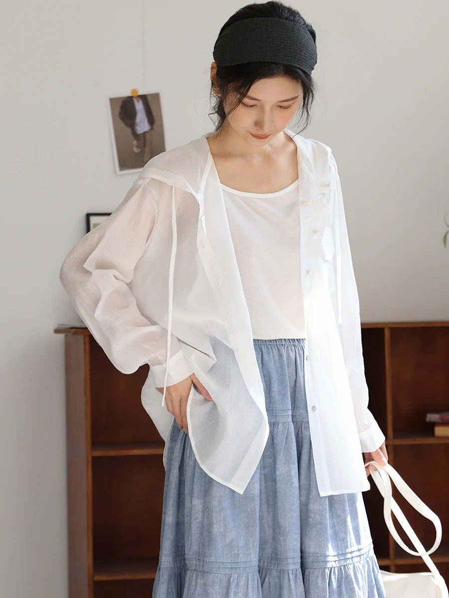 

Женская тонкая куртка DianThia с длинными рукавами и капюшоном, новинка, свободный крой, повседневная, легкая, с защитой от УФ-излучения, весна 2025