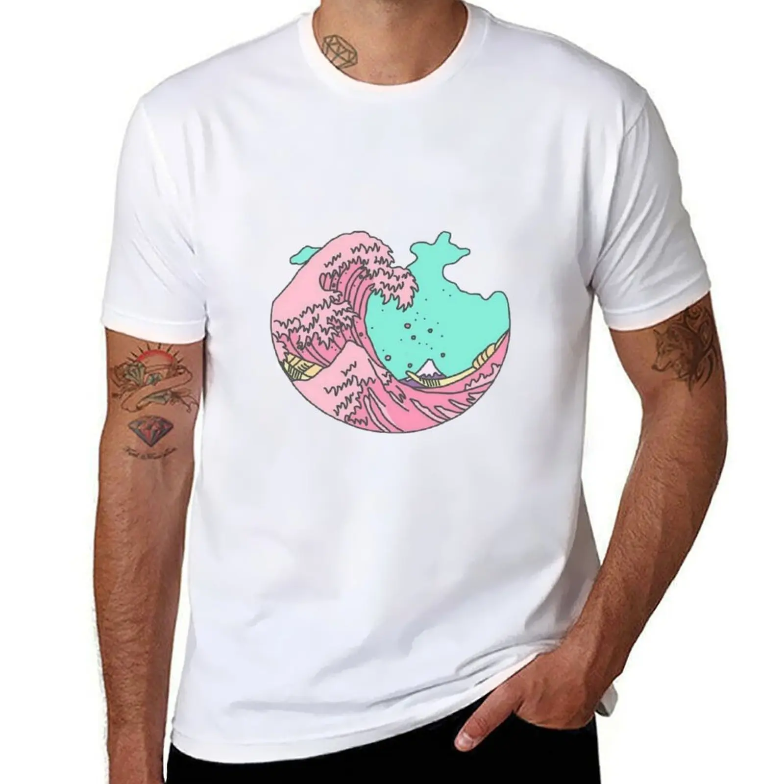 

Great Wave Aesthetic Vaporwave T-Shirt man t shirt heavy cotton t shirts for man slim fit T-Shirt