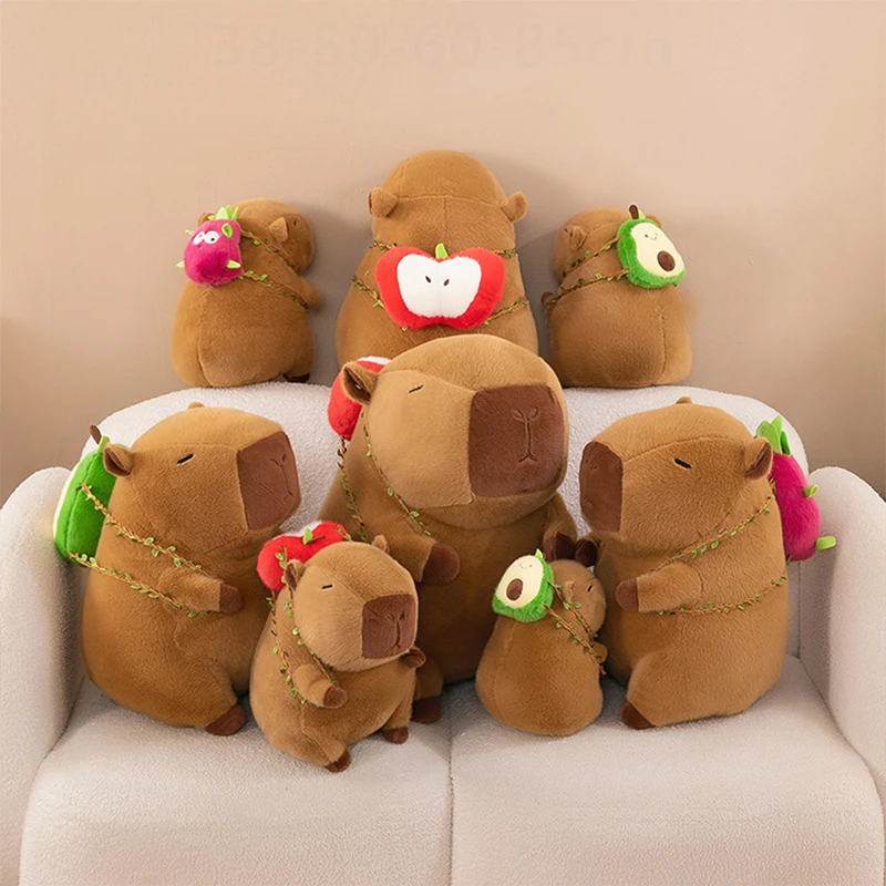 

New Kawaii Corgi Capybara Stuffed Doll with Apple Bag Plush Toy Cute Capybara Soft Toy for Kids Birthday Xmas Gift for Girls