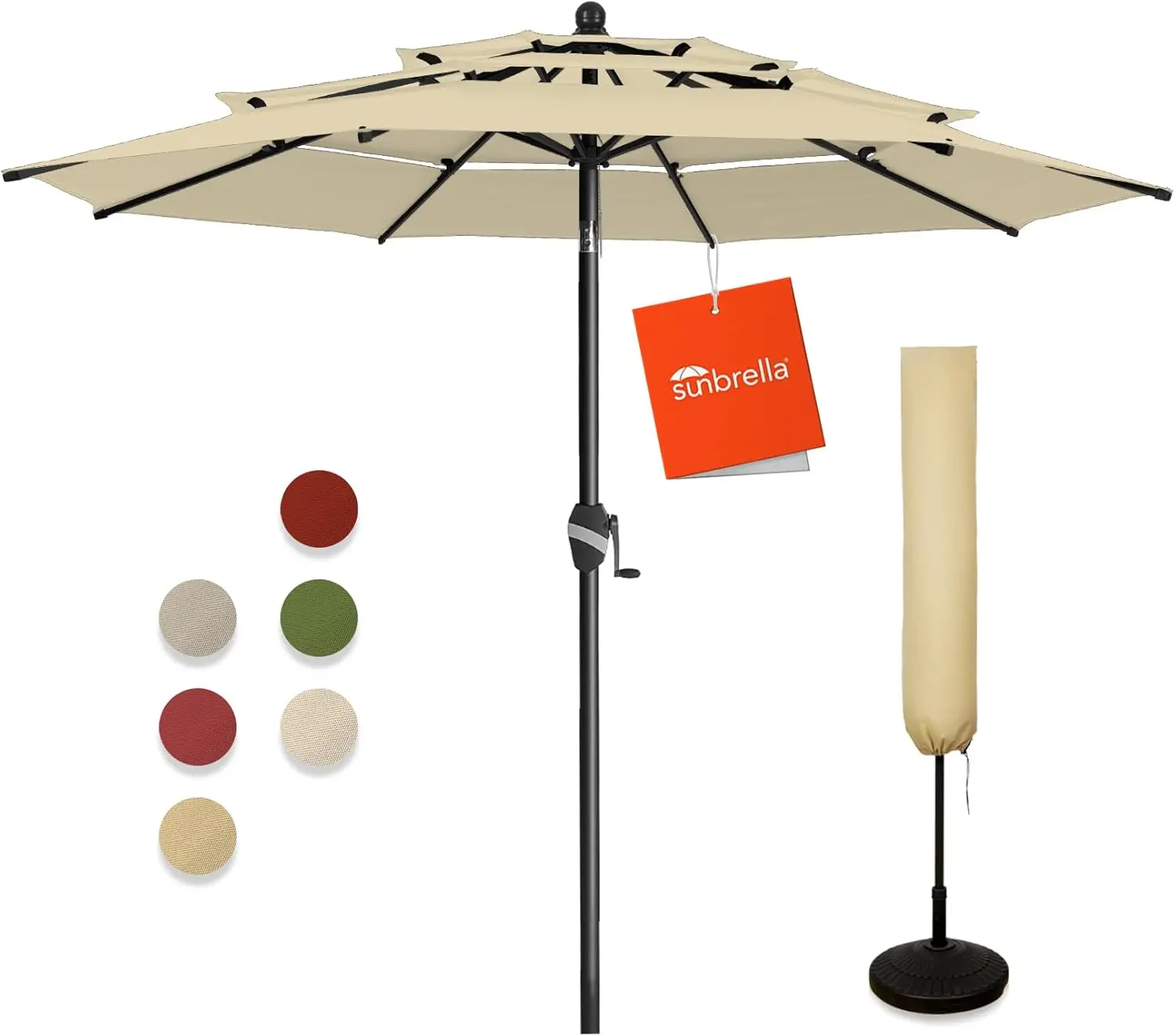 

3-ярусный Зонт Sunbrella 9 футов, зонт от солнца на рынке, зонт от солнца на стол, алюминиевый зонт для патио с Sunbrella, верхний навес из акриловой ткани