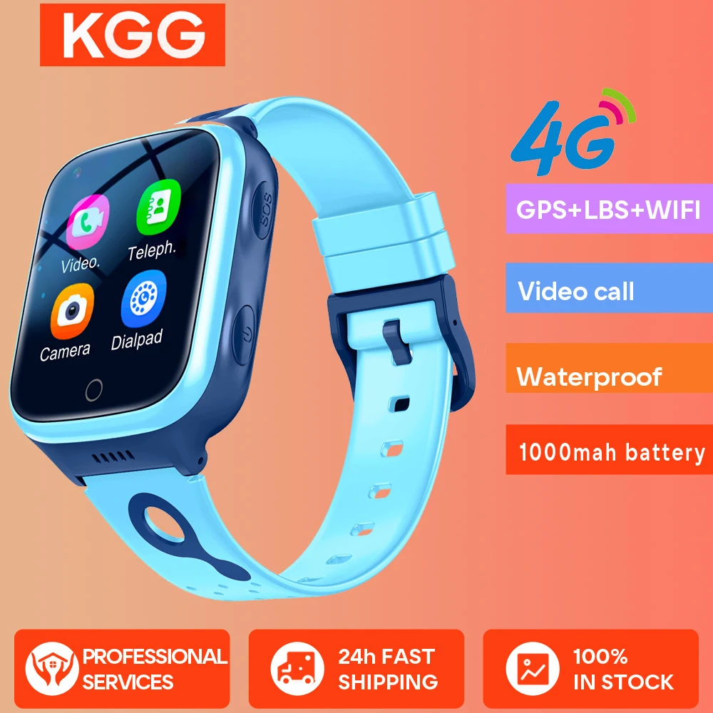 KGG 4G Kids Smart Watch Video Call Phone Watch SOS Call Back Monitor GPS Watch with 1000Mah Children Smart Watch Gifts.