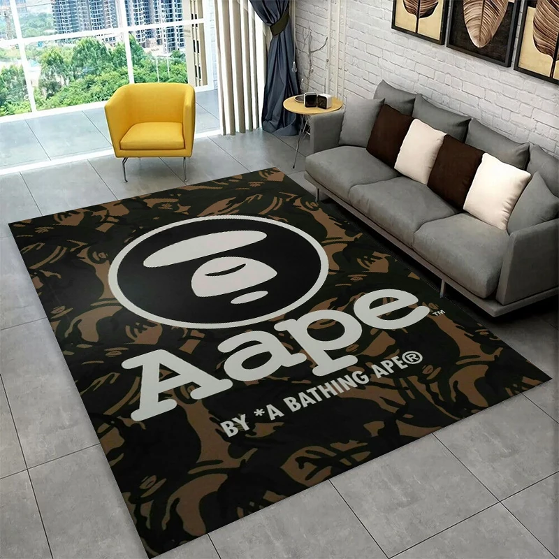 Tapete Antiderrapante Fashion B-BAPE para Sala de Estar, Quarto e Sala de Brincadeiras, Tapete Macio para Decoração de Casa, Presente para Quarto Infantil