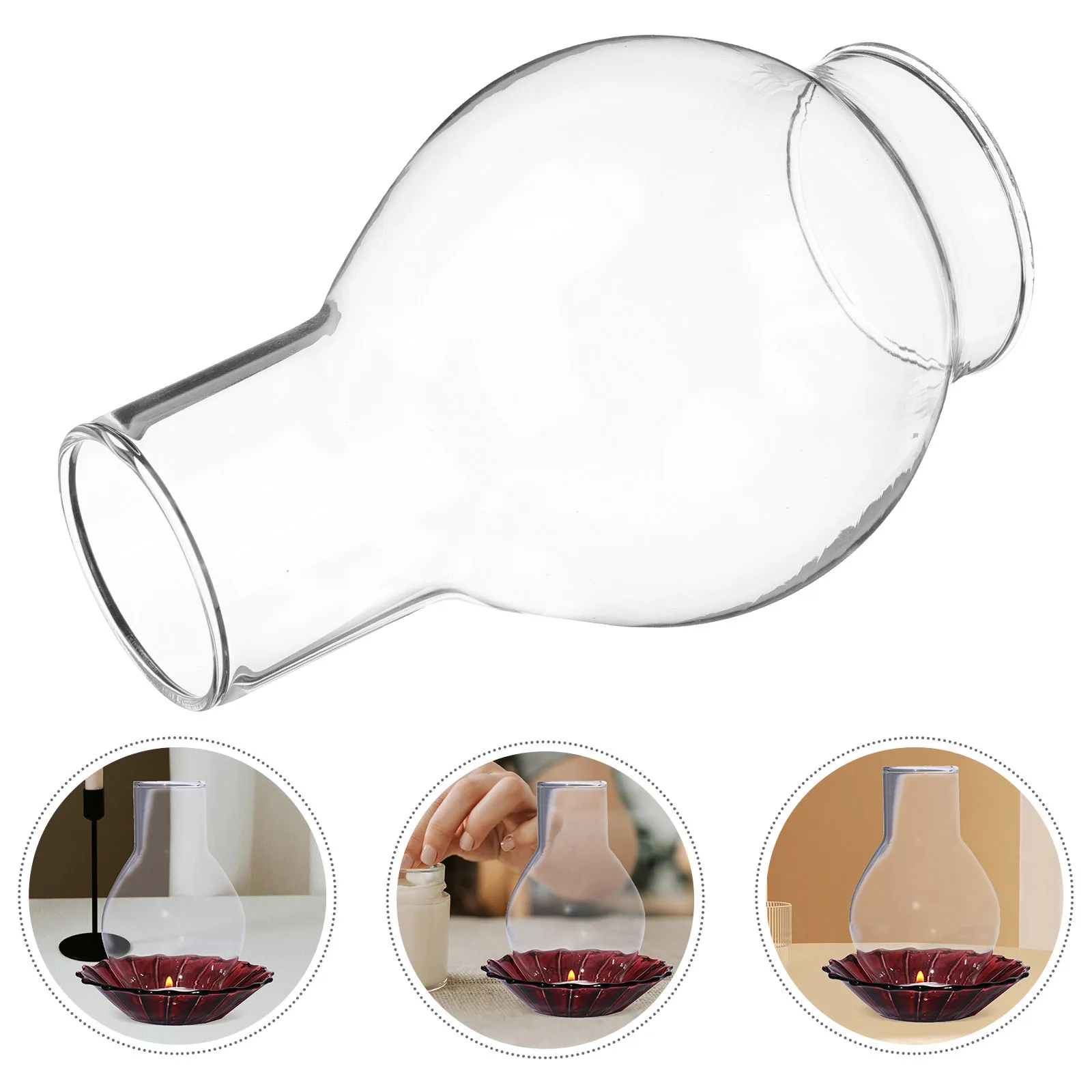 Transparent Glass Cover Open Ended Holder Sleeve Simple Clear Glass Chimney Decorative Holder for Household