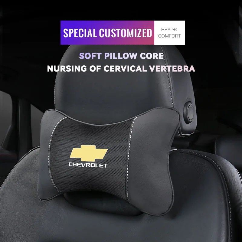 1Pcs Car Seat Headrest Auto Logo Neck Pillow For Chevrolet Cruze Spark Captiva Suburban Silverado Camaro Corvette Malibu Colorad