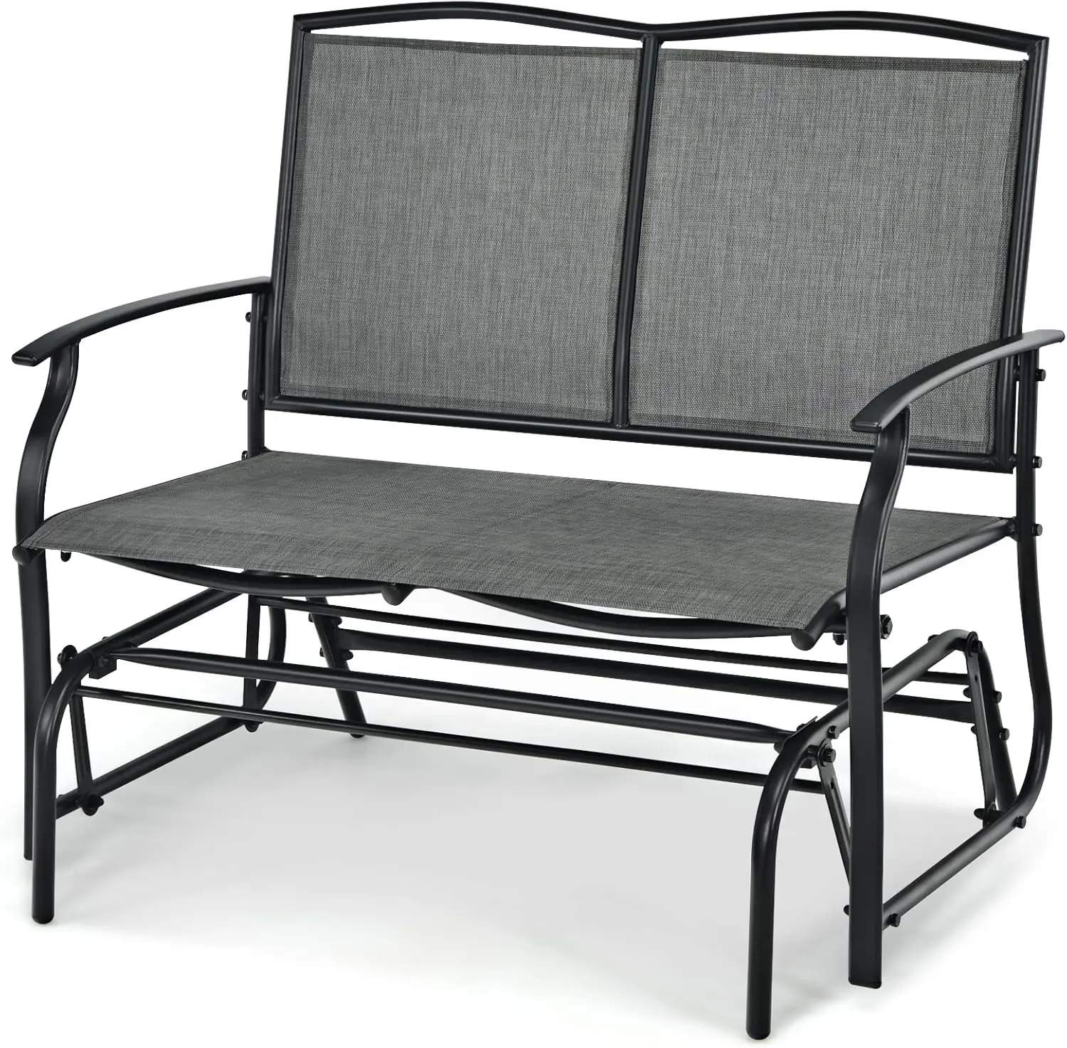 

2-Person Patio Glider Bench, Outdoor Rocker Glider Loveseat Chair W/Heavy-Duty Steel Frame, Breathable Seat Fabric, Rocking