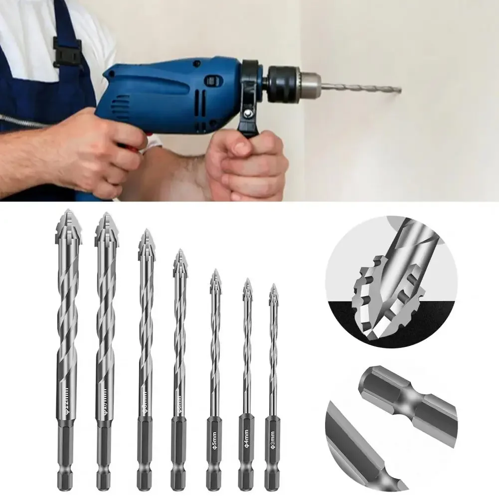 New Upgraded Four-Edged Serrated Eccentric Drill Bit High Hardness Hexagonal Simple Installation Multifunction Skewed Head Bit