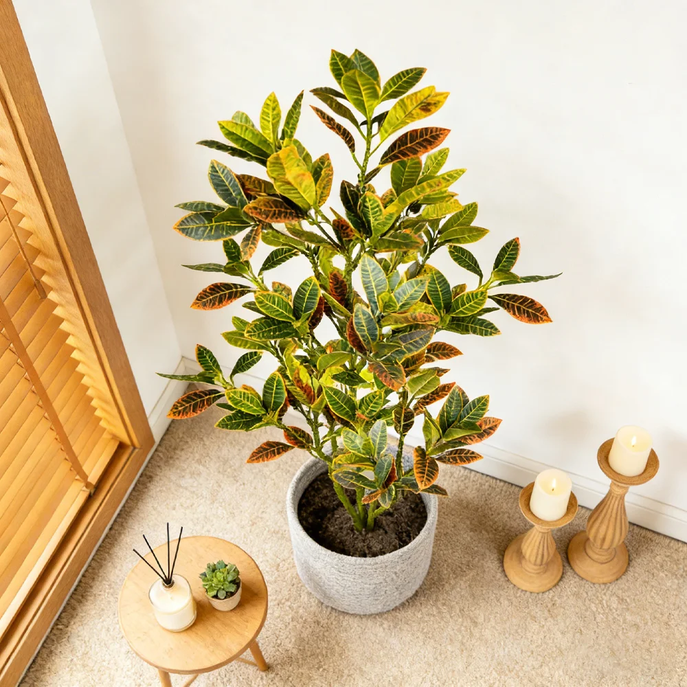 80-120cm Großer Künstlicher Banyanbaum Künstliche Ficus-Pflanzen Plastikbaum-Blätter Hoher Geigenfeigenbaum für Heim-, Party- und Hochzeitsdekoration – Detail 5