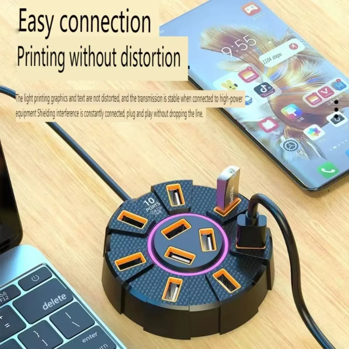 USB 3.0 HUB 10 Ports Adapter High Speed Multi USB3.0 Splitter Power Adapter 7 Port Expander for PC Laptop Computer Accessories