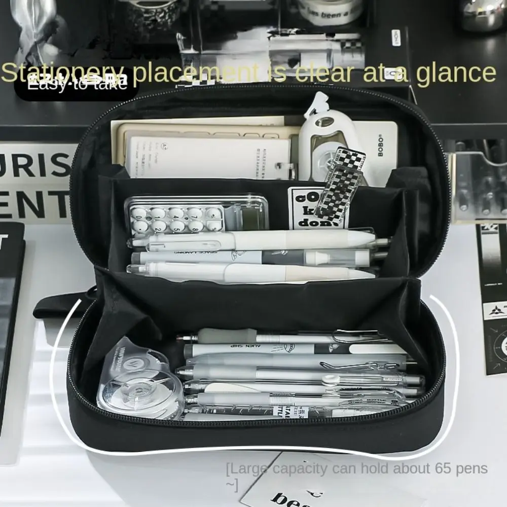 

Flat Open Pencil Cases Transparent Large-capacity Stationery Bag Multi-Functional Multi Pocket Pen Pouch Cosmetic Bags