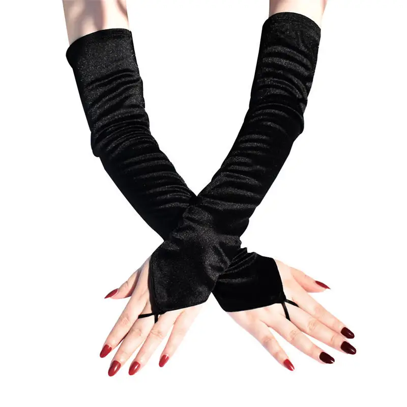 1 Pair 50CM Women Long Gloves Elbow Fingerless Glove Lady Mitten Dress Accessories Sexy Dress Party Gloves Elastic Retro Gloves