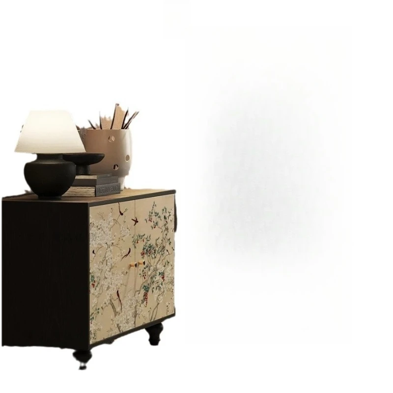 

Chinese style classical solid wood tall cabinet printing living room multi-functional storage decorative cabinet