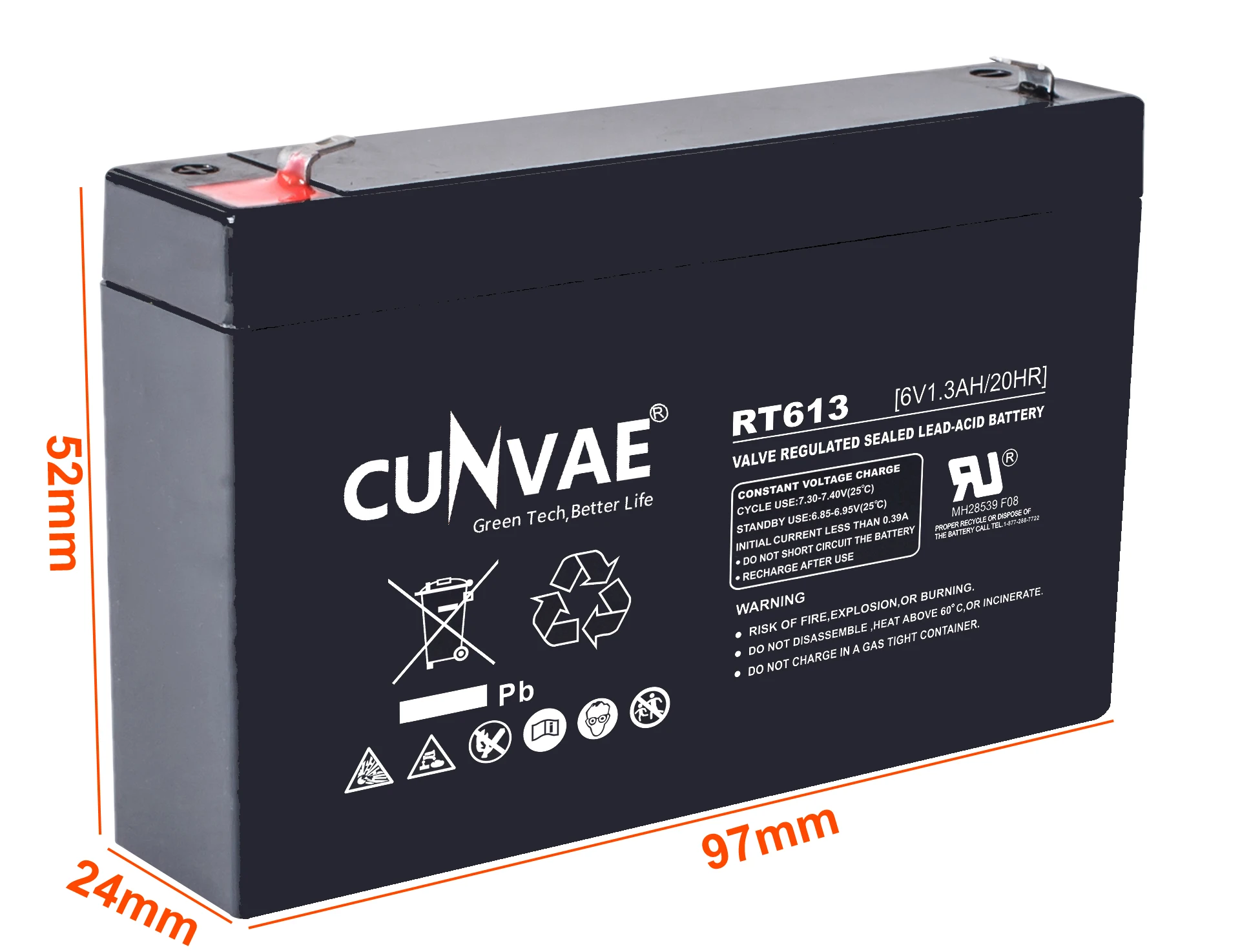 6V 1.3AH Battery Lead Acid Battery Power Supply for UPS/EPS Emergency Light Electric Toy Control System Communication Medical